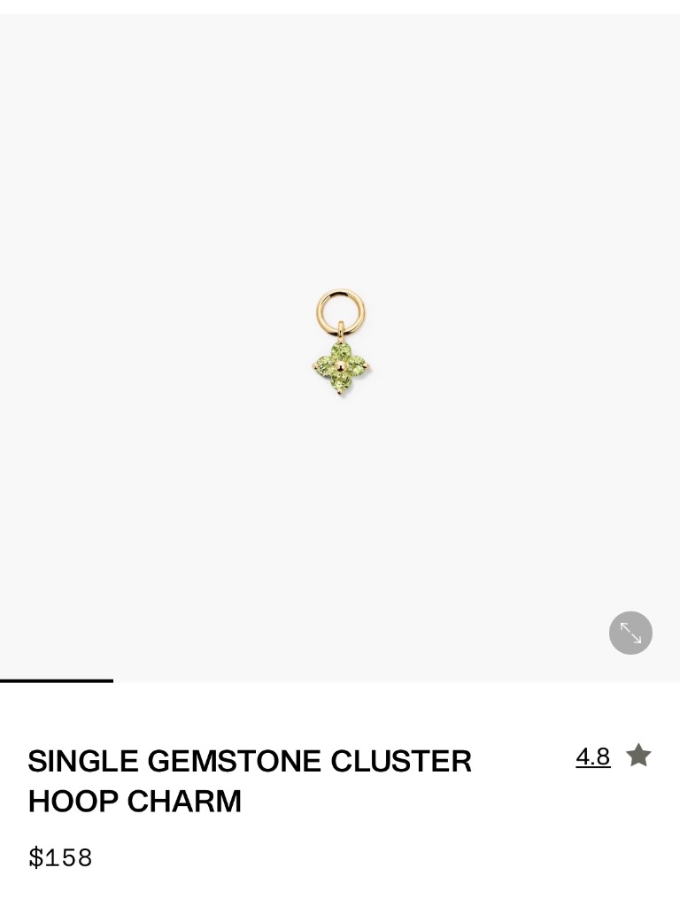 Mejuri 14k Yellow Gold Peridot Hoopearring Charm. Charm Only, Hoop Not Included!